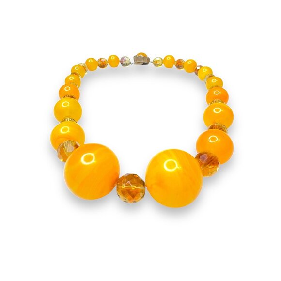 Vintage Lucite & Givre Glass Necklace With Box Clasp 19.5" Unsigned - Picture 3 of 6